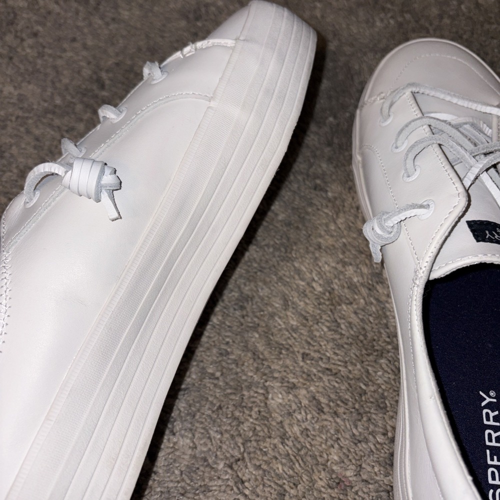 Sperry Top-Sider Women's 12 Crest Vibe White Leather Sneakers STS84423 - Picture 6 of 10